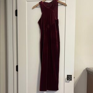 Elegant velvet Burgundy Sleeveless Dress